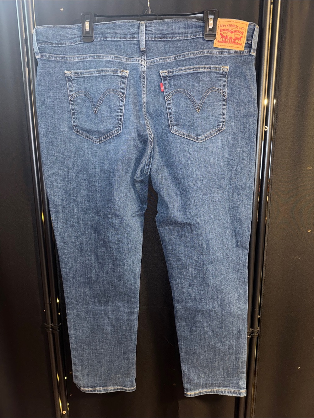 Levi's Women's Boyfriend Jeans in Distressed Dark Blue Wash